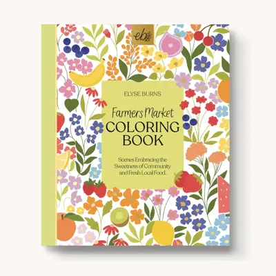 Farmers Market Coloring Book - 40 Original Hand-Drawn Pages, Extra Thick Paper, Single Side Printed, Perforated Pages