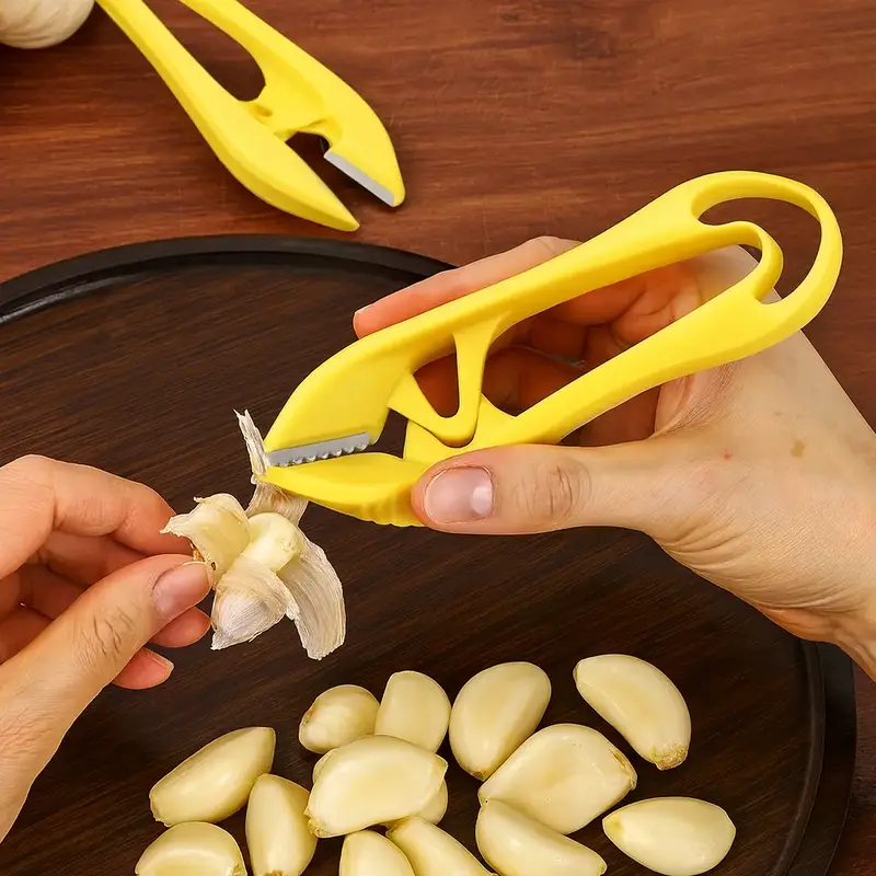 Stainless Steel Garlic Peeler with Dual Blades Quick Peel Manual Garlic Skin Remover Tool Ergonomic Easy Clean Kitchen Gadget...