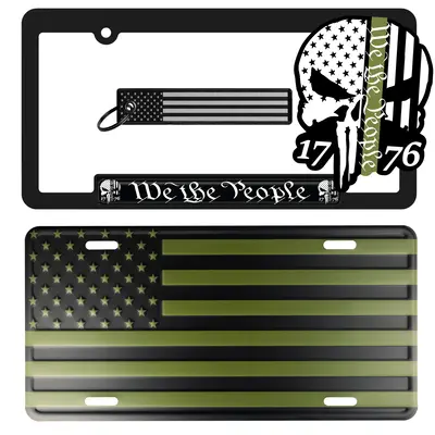 We The People Tribute License Plate, Frame, Key Tag & Sticker Combo