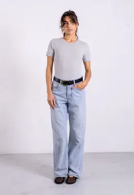 Organic Cotton Crew Bodysuit, Light Grey Marl | Size: XS