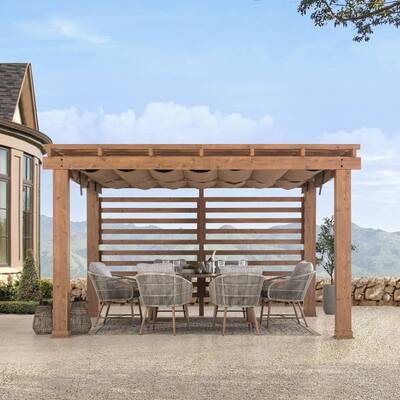 SUNJOY 11x13 Backyard Aluminum Pergola with Retractable Sling Canopy