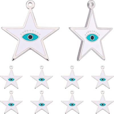 10Pcs 304 Stainless Steel Enamel Pendants