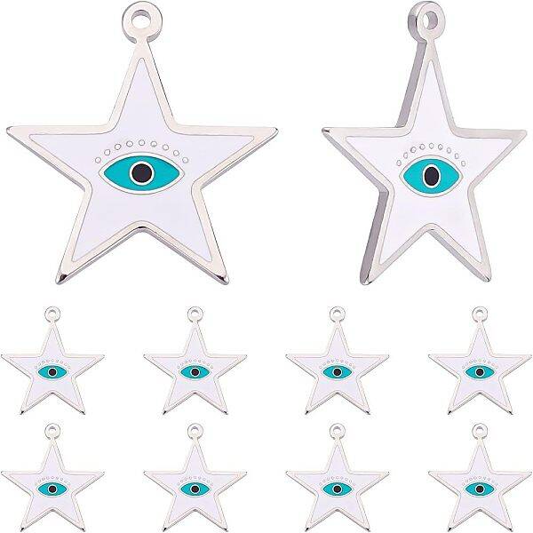 10Pcs 304 Stainless Steel Enamel Pendants