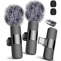 Professional Wireless Lavalier Microphone, USB Rechargeable Wireless Microphone, Plug-Play Lapel Mic for Video Recording, Tea...