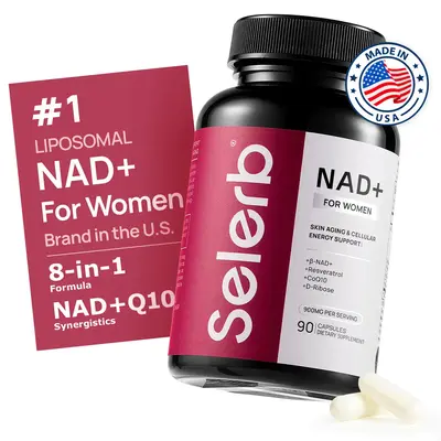 Selerb NAD+ Supplement for Women NMN Alternative Liposomal -β-NAD+, Trans-Resveratrol, CoQ10, D-Ribose - Supports Cellular R...