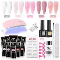 Poly Gel Nail Art Kit, 1 Set Long-lasting Semi-permanent UV Gel, High-quality Nail Enhancer, Easy to Use & Odor-free DIY Mani...