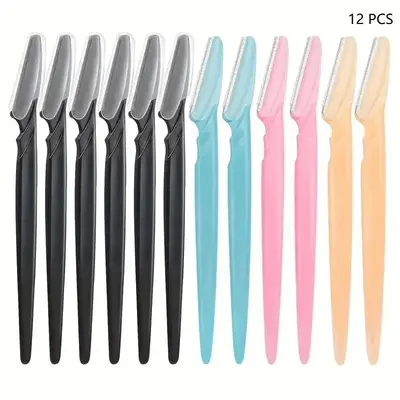 12pcs/set Portable Eyebrow Trimmer & Hair Remover Set with Dust Proof Cover, Sharp Facial Razor for Makeup, Convenient Shaver...