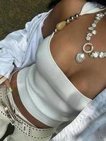 Women's Beaded Decor Top, Casual Sleeveless Top for Summer, Fashion Women's Top for Daily Wear
