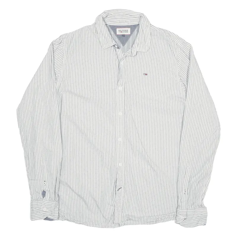 TOMMY HILFIGER Shirt Blue Striped Long Sleeve Mens L