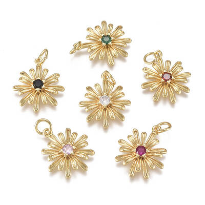 Brass Micro Pave Cubic Zirconia Pendants