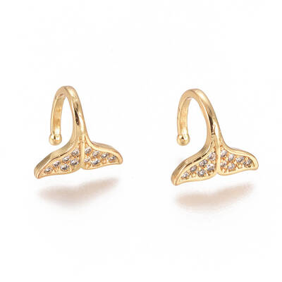 Golden Plated Brass Micro Pave Cubic Zirconia Cuff Earrings