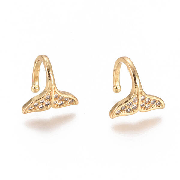 Golden Plated Brass Micro Pave Cubic Zirconia Cuff Earrings