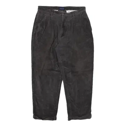 CLUB ROOM Corduroy Trousers Black Regular Tapered Mens W36 L28