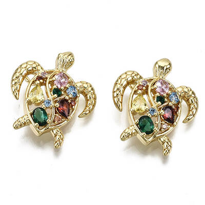 Hollow Brass Micro Pave Colorful Cubic Zirconia Pendants