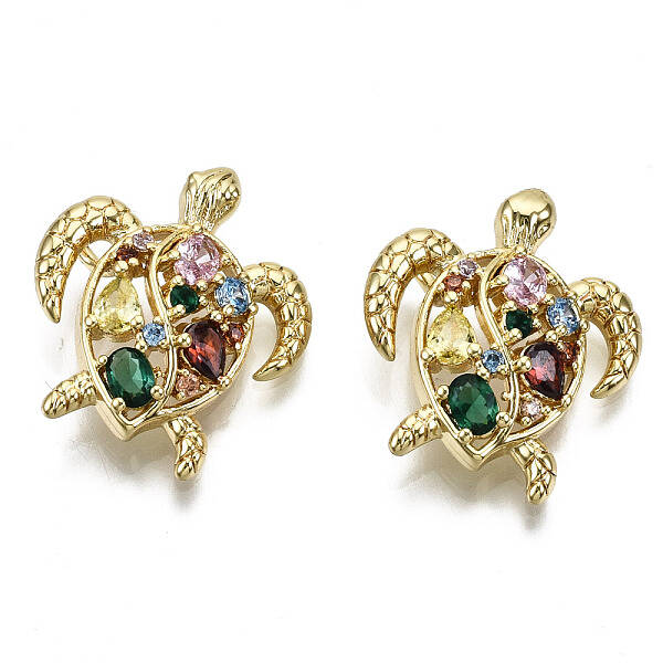 Hollow Brass Micro Pave Colorful Cubic Zirconia Pendants