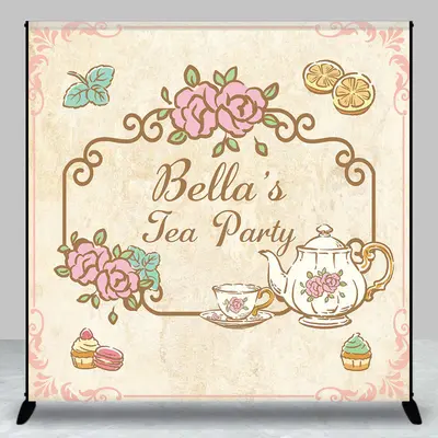 Custom Name Fairy Tale Floral Tea Party Backdrop - Aperturee