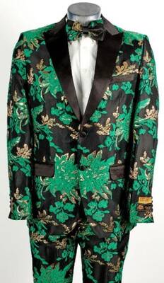 Paisley Suit - Paisley Tuxedo - Floral Suit - Flower Suit - Green