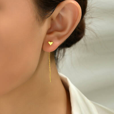Brass Heart Tassel Ear Thread for Women Vacation Date Gift