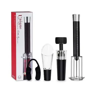Portable Air Pressure Pump Wine Opener Kit, 4 Counts/set Including Vacuum Stopper, Wine Pourer, Foil Cutter & Bottle Opener, ...
