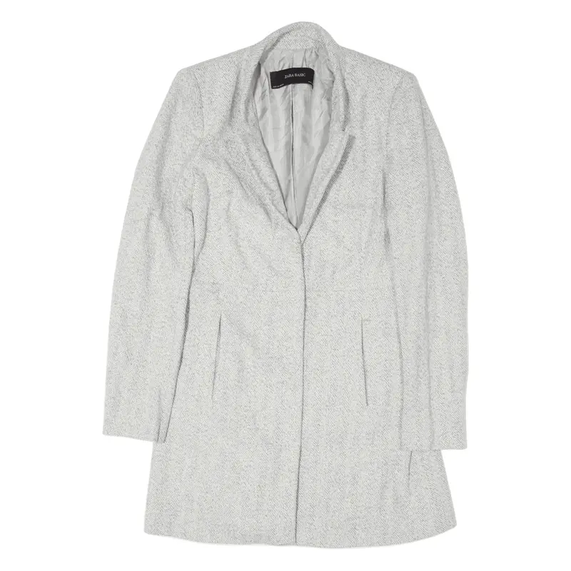 ZARA Basic Jacket Grey Herringbone Womens S