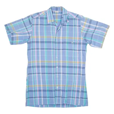 Shirt Blue Check Short Sleeve Mens S