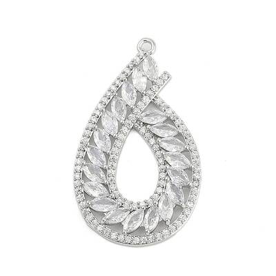 Brass Micro Pave Cubic Zirconia with Glass Pendants