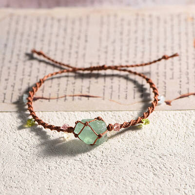 Natural Fluorite Braided Bead Bracelet