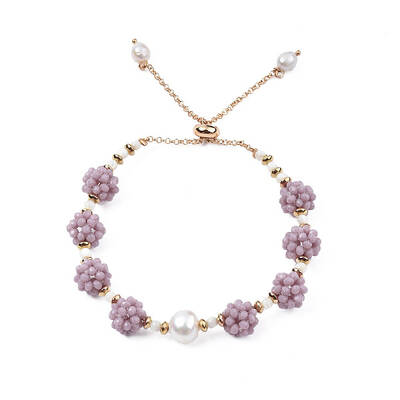 Natural Pearl & Glass Braided Slider Bracelet