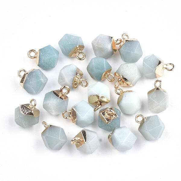 Electroplate Natural Amazonite Charms