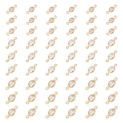 60Pcs 3 Styles Brass Pave Clear Cubic Zirconia Connector Charms