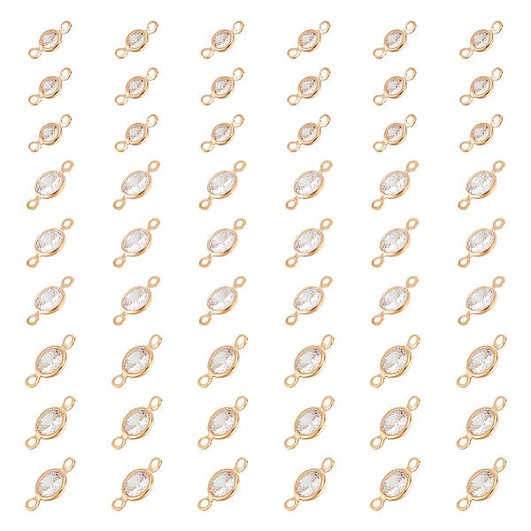 60Pcs 3 Styles Brass Pave Clear Cubic Zirconia Connector Charms