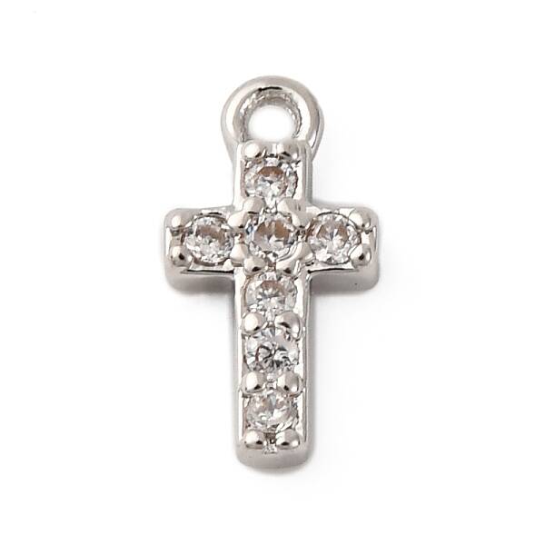 Brass Micro Pave Clear Cubic Zirconia Charms