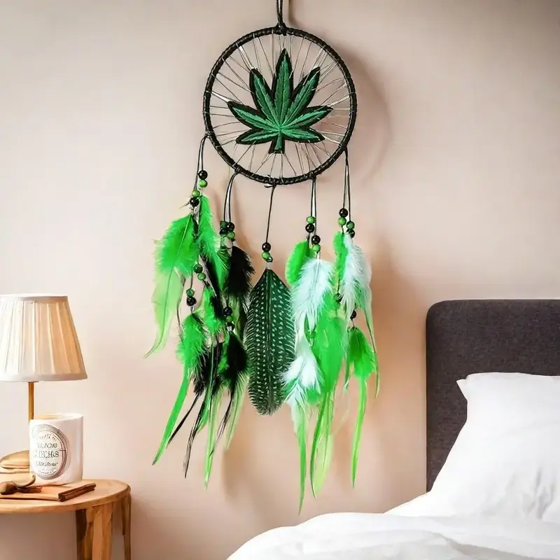 Traditional Dream Catcher, 1 Count Artificial Feather Decor Hanging Ornament, Decorative Wall Hanging Decoration, Wedding Dec...