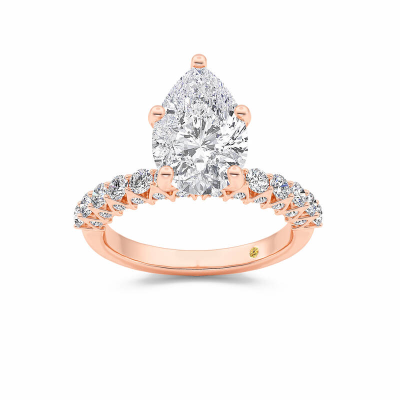 Verda Art Deco Inspired V-Prong Pear Shape  Lab Grown Diamond Engagement Ring | 18K Rose Gold 4 1/4 CT. TW.