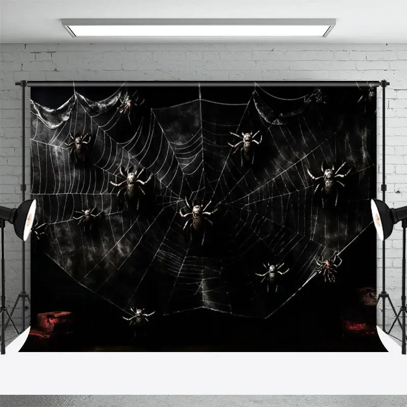 Black Spider Web Halloween Photography Backdrop - Aperturee