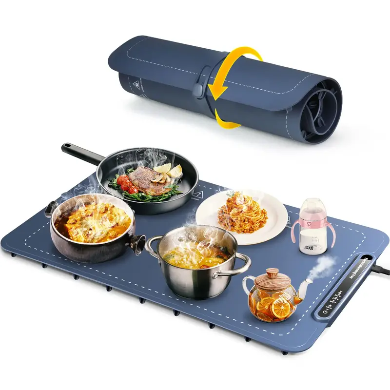 Electric Food Warming Tray with 10s Heating, 3 Temp Settings & 3h Auto Shut-Off for Parties & Kitchen Portable Utensils Kitch...
