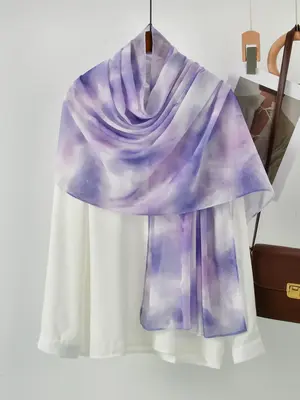 Women's Marble Print Khimar, Soft Breathable Comfortable Scarf for Daily Wear, Fashionable Scarf for Women