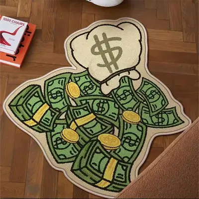 Cartoon Dollar Pattern Plush Rug, 1 Count Soft Comfortable Non-slip Shaggy Floor Mat, Thickened Decorative Area Carpet for Ho...