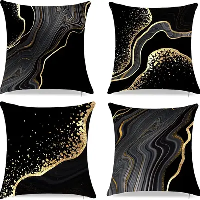 Abstract Line Pattern Throw Pillow Case, 4pcs/set Couch Cushion Cover, Square Pillow Cover without Filler for Home Office Liv...