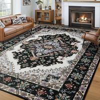 Machine Washable Vintage Area Rug Non-Slip Low Pile Large Rug for Living Room, Bedroom, Farmhouse, Dining Room,Black,Orange,B...