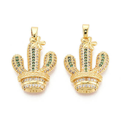 Brass Micro Pave Cubic Zirconia Pendants