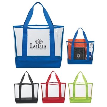 25 Custom Clear Casual Tote Bag - PVC & Polyester