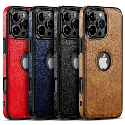 For iPhone 16 15 14 Plus 13 12 11 Pro Max Mini XS Slim Luxury Leather Protective Case Shockproof Phonecase Cover Accessories