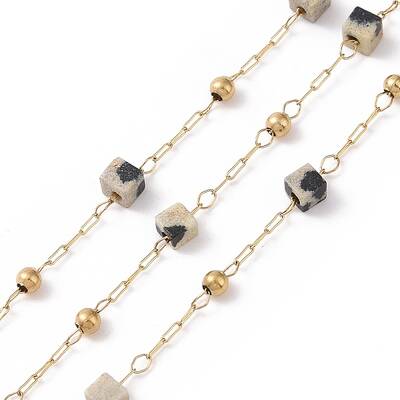 Natural Dalmatian Jasper Square Beaded Chains