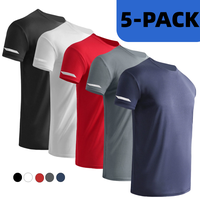 5 Pack Men's Crew Neck Short Sleeve Sports T-Shirts Tracksuit, Casual Classic Regular Sports Top, Men's Fishing Hiking Runnin...