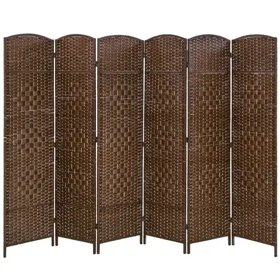 4/6-Panel Room Divider Privacy Screen Handwork Wood Mesh Woven Design Room Divider Wall with Diamond Weave Fiber Design for L...