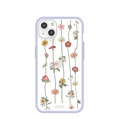 Clear Floral Vines iPhone 13 Case With Lavender Ridge