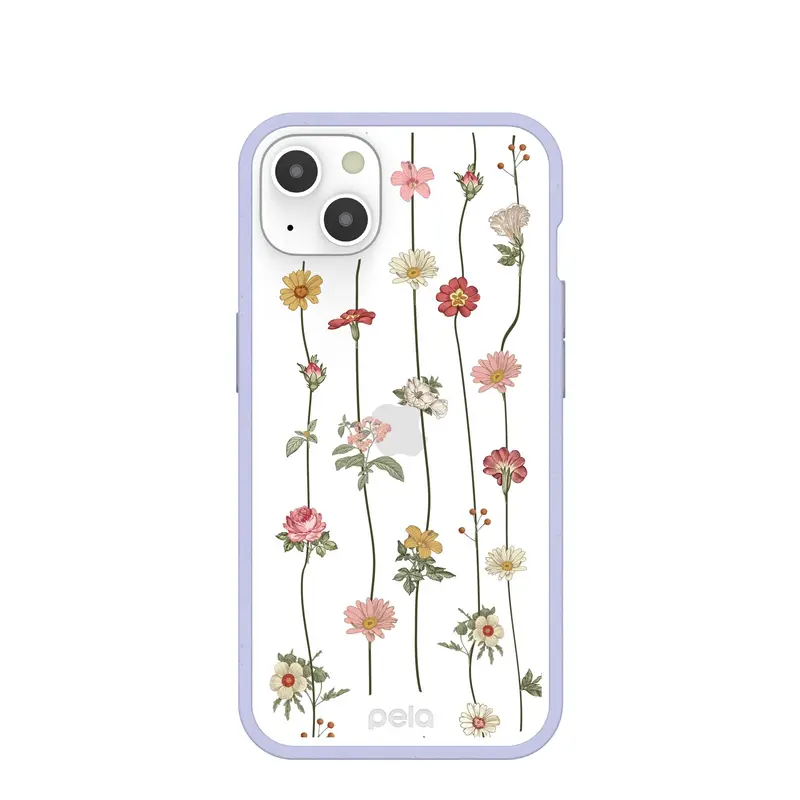 Clear Floral Vines iPhone 13 Case With Lavender Ridge