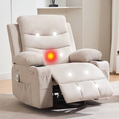 Garvee Swivel Recliner Chair, Oversize Recliners for Elderly with Heat and Massage, Cup Holders, Side Pocket, Single Sofa Sea...