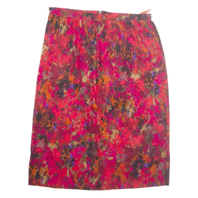 Womens Straight Skirt Red Midi Crazy Pattern M